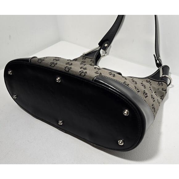 Dooney & Bourke Gray/Black Women’s Signature Hobo Bag Canvas Leather - Picture 9 of 14